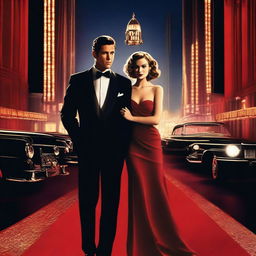 A Hollywood-style poster featuring a glamorous and captivating scene