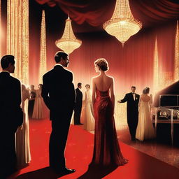 A Hollywood-style poster featuring a glamorous and captivating scene