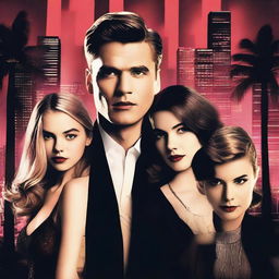 A Hollywood-style mystery poster featuring two young adult women and one young adult man