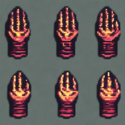 Generate a pair of fighting gloves for a fantasy video game in pixel art style