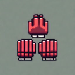 Generate a pair of fighting gloves for a fantasy video game in pixel art style