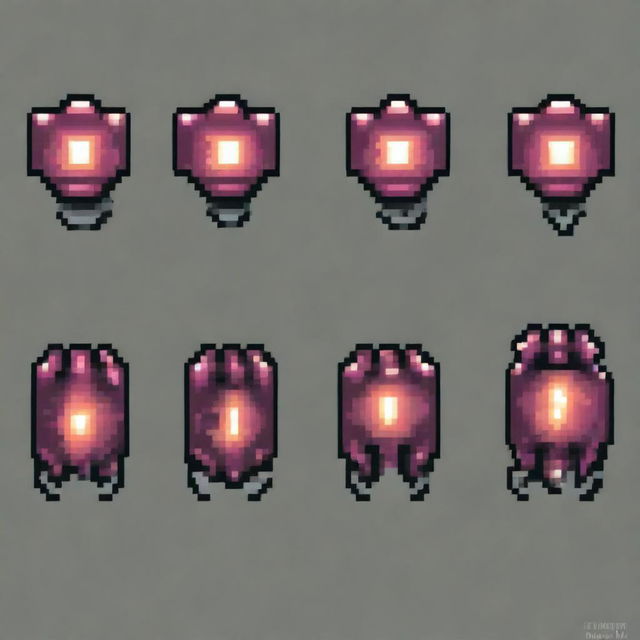 Generate a pair of fighting gloves for a fantasy video game in pixel art style