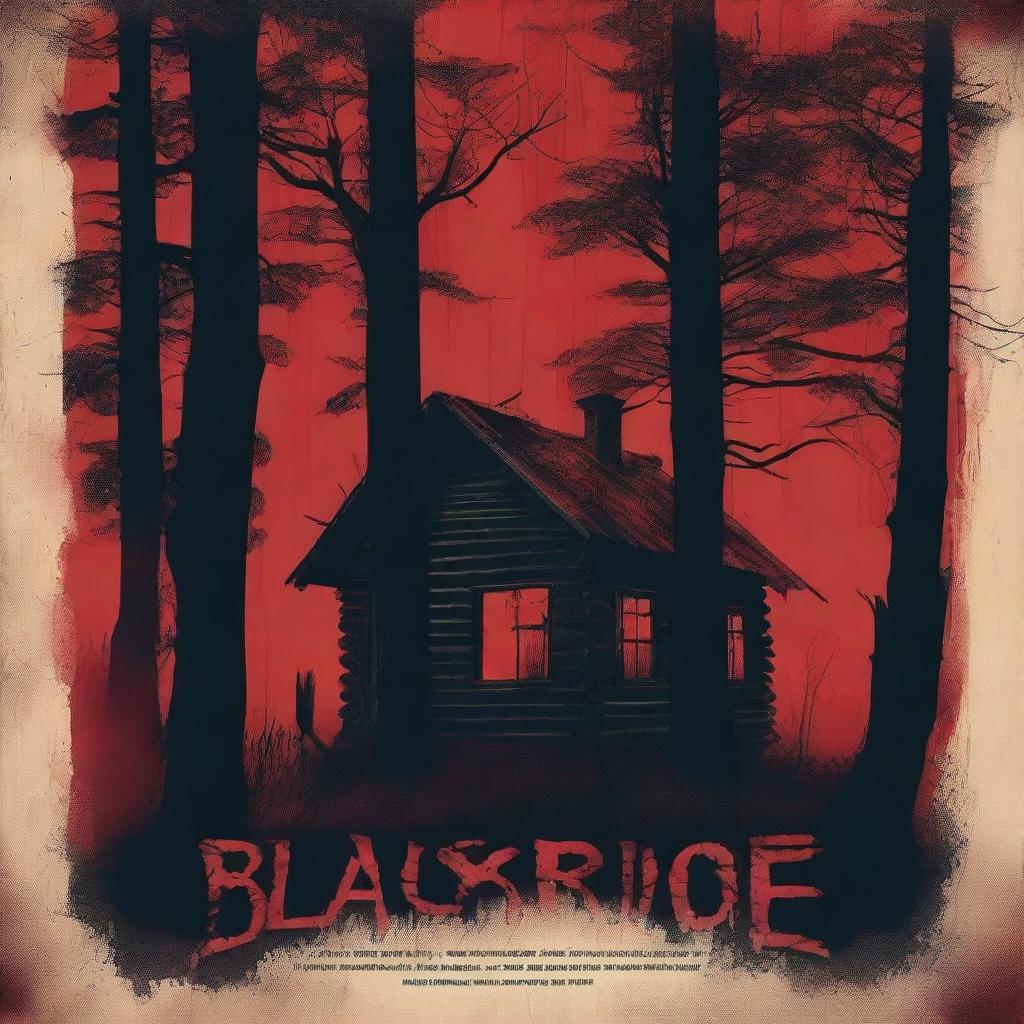 A creepy poster titled 'Blackridge' featuring a cabin in the woods