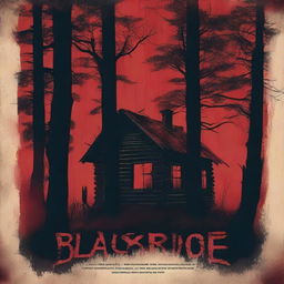 A creepy poster titled 'Blackridge' featuring a cabin in the woods