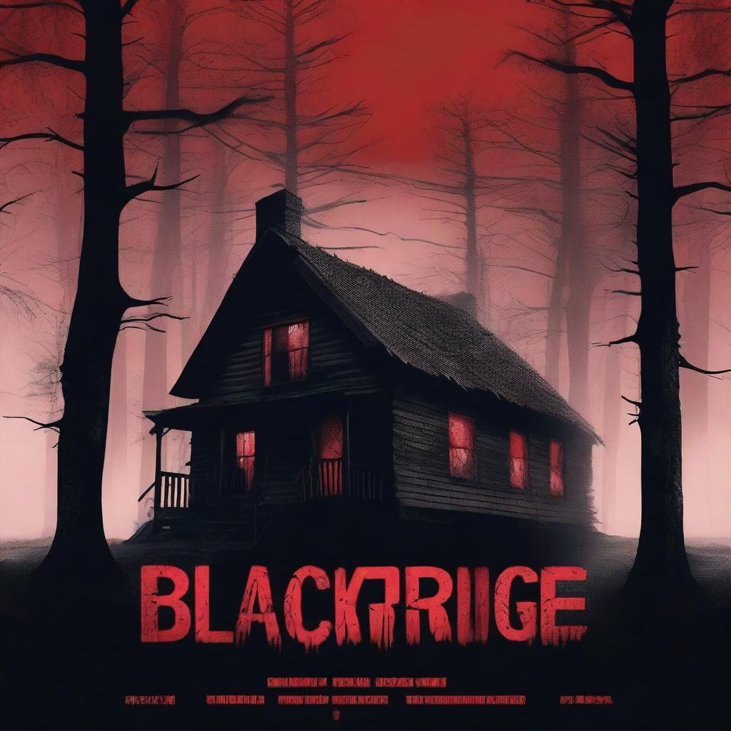 A creepy poster titled 'Blackridge' featuring a cabin in the woods