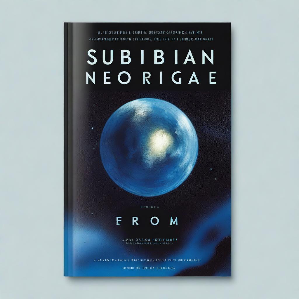 A blue and black book cover with a striking contrast between earth and space