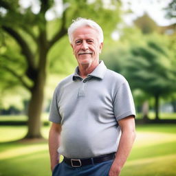 A 59-year-old Belgian man with a friendly expression, wearing casual clothing