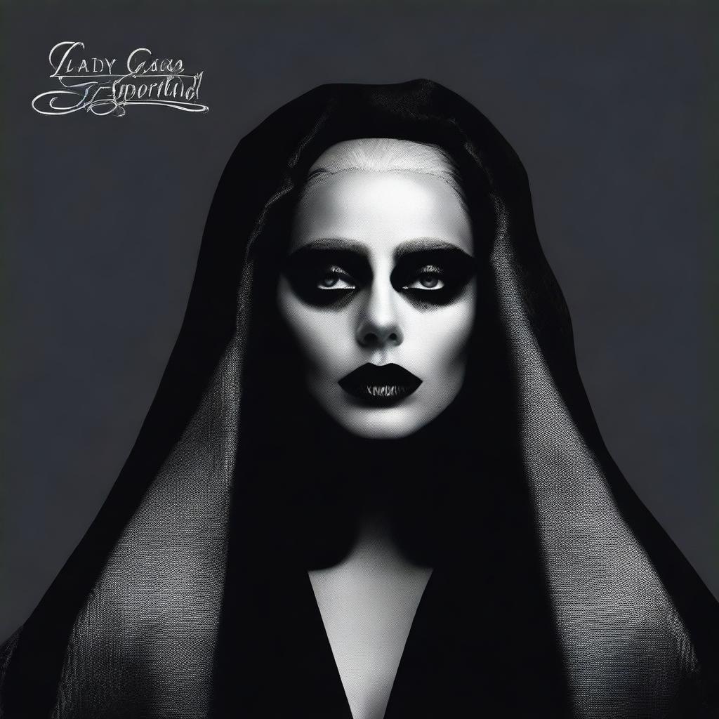 A dark and somber music album cover for Lady Gaga titled 'Vespertilio'