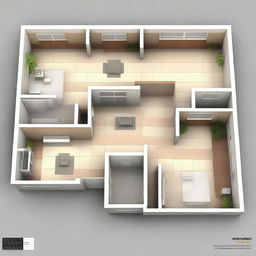 Create an aesthetic floor plan of a science and technology company called H