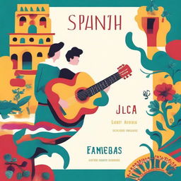 A vibrant and engaging book cover for a Spanish course