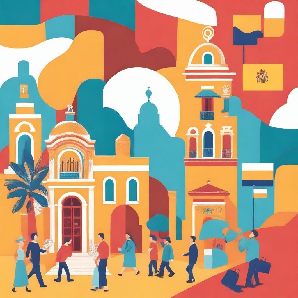 A vibrant and colorful book cover for a Spanish course focused on Argentine Spanish