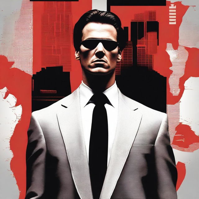 Create a movie poster inspired by the American Psycho movie, featuring the provided photo