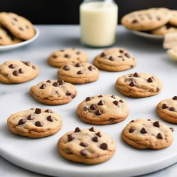 The book cover features a close-up of a plate of freshly baked chocolate chip cookies, arranged invitingly in the center