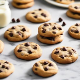 The book cover features a close-up of a plate of freshly baked chocolate chip cookies, arranged invitingly in the center