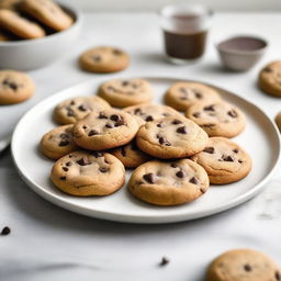 The book cover features a close-up of a plate of freshly baked chocolate chip cookies, arranged invitingly in the center