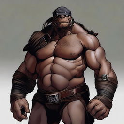 Black and brown ex-pirate Tortle barbarian with a broad, muscular frame and a weathered shell marked by countless battles