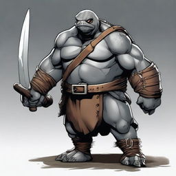 A gray-black ex-pirate Tortle barbarian with a broad, muscular frame and a weathered shell marked by countless battles