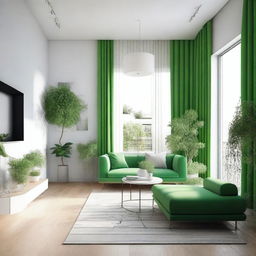 Design a 35 square meter living room with an east-facing panoramic balcony