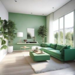 Design a 35 square meter living room with an east-facing panoramic balcony