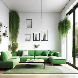 Design a 35 square meter living room with an east-facing panoramic balcony