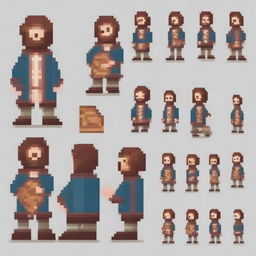 Create a series of frames that together form a walking animation of a bard character in pixel art style