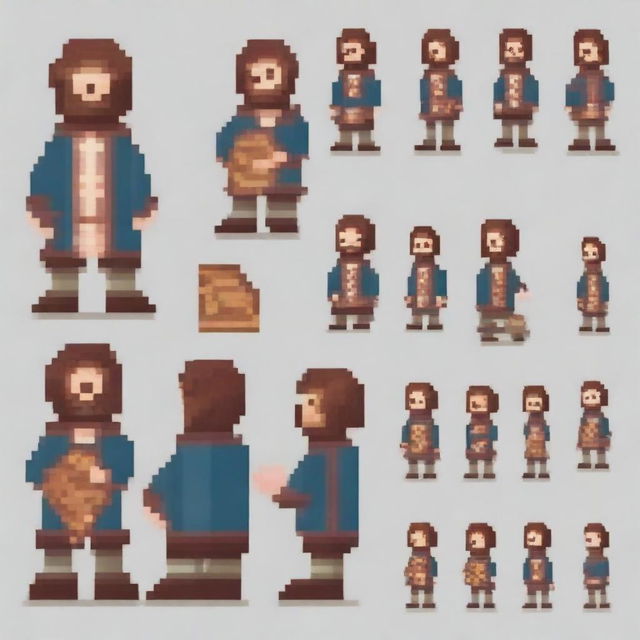 Create a series of frames that together form a walking animation of a bard character in pixel art style