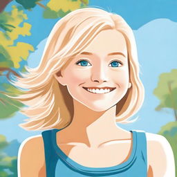 A detailed illustration of a blonde 12-year-old girl