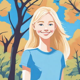 A detailed illustration of a blonde 12-year-old girl