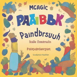 Create a book cover for 'The Magic Paintbrush' with a playful, cartoonish design