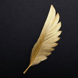 Produce an image of a simple, drawable left wing, using a vibrant gold color for the wing set against a stark black wallpaper for contrast.