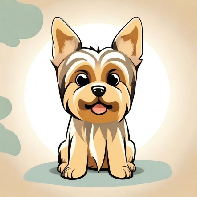 A charming and cute cartoon depiction of a Yorkshire Terrier dog