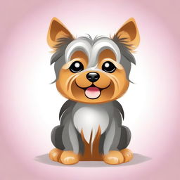 A charming and cute cartoon depiction of a Yorkshire Terrier dog