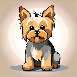 A charming and cute cartoon depiction of a Yorkshire Terrier dog