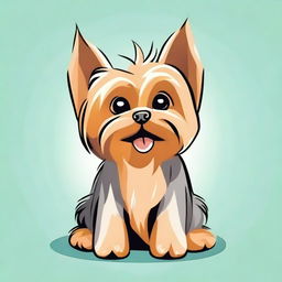 A charming and cute cartoon depiction of a Yorkshire Terrier dog