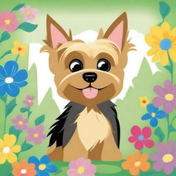 A cute Yorkshire Terrier dog illustrated in a classic Disney cartoon style