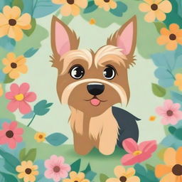 A cute Yorkshire Terrier dog illustrated in a classic Disney cartoon style