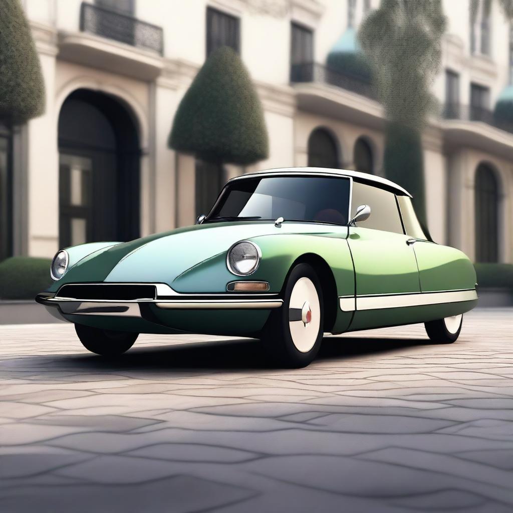 A modern depiction of the classic Citroen DS car, reimagined with contemporary design elements