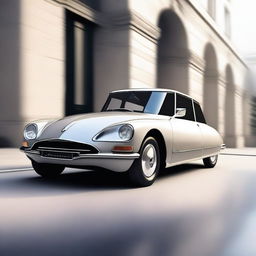 A modern depiction of the classic Citroen DS car, reimagined with contemporary design elements