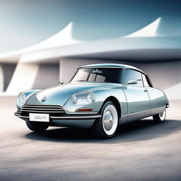 A modern depiction of the classic Citroen DS car, reimagined with contemporary design elements