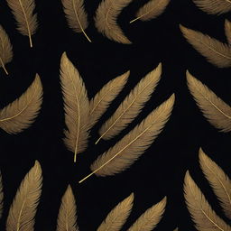 Produce an image of a simplified, drawable left wing, stylized in a radiant gold color set against a stark black wallpaper. The design should emphasize the wing structure rather than individual feathers.