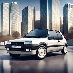 A modernized version of the classic Peugeot 205, featuring sleek and contemporary design elements