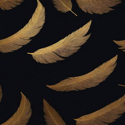 Produce an image of a simplified, drawable left wing, stylized in a radiant gold color set against a stark black wallpaper. The design should emphasize the wing structure rather than individual feathers.