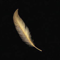 Produce an image of a simplified, drawable left wing, stylized in a radiant gold color set against a stark black wallpaper. The design should emphasize the wing structure rather than individual feathers.