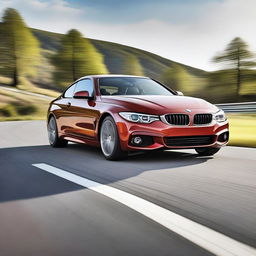 A detailed and realistic image of a 2017 BMW 4 Series driving on a highway