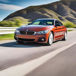 A detailed and realistic image of a 2017 BMW 4 Series driving on a highway