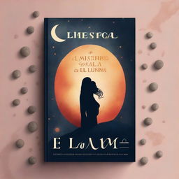 Create an astonishing plain book cover with the title 'El misterio de la Luna' and the author's name written in a delicate script font at the bottom