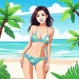 Create an image of a girl wearing a bikini