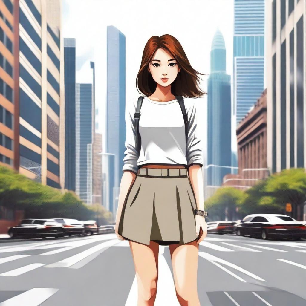 Create an image of a girl wearing a miniskirt