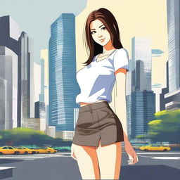 Create an image of a girl wearing a miniskirt