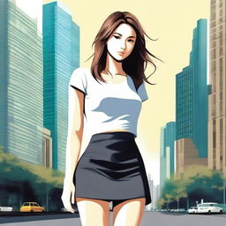 Create an image of a girl wearing a miniskirt